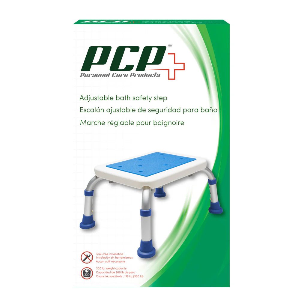 PCP adjustable bath safety step on a white background - okotoks hc pharmacy