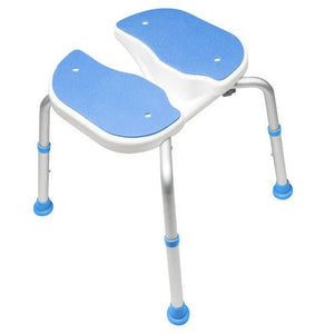 Adjustable height stool with blue seats and white legs on a white background - okotoks hc pharmacy