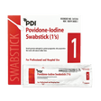 Povidone-Iodine Swabstick packaging with PDI branding on a white background - okotoks hc pharmacy