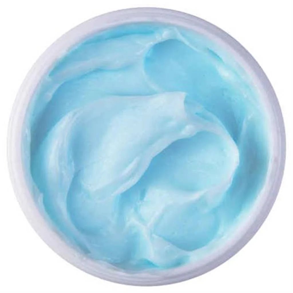 Blue gel in a round container on a white background - okotoks hc pharmacy
