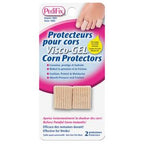 Pedicure corn protectors packaging with a hand holding a corn, on a white background - okotoks hc pharmacy