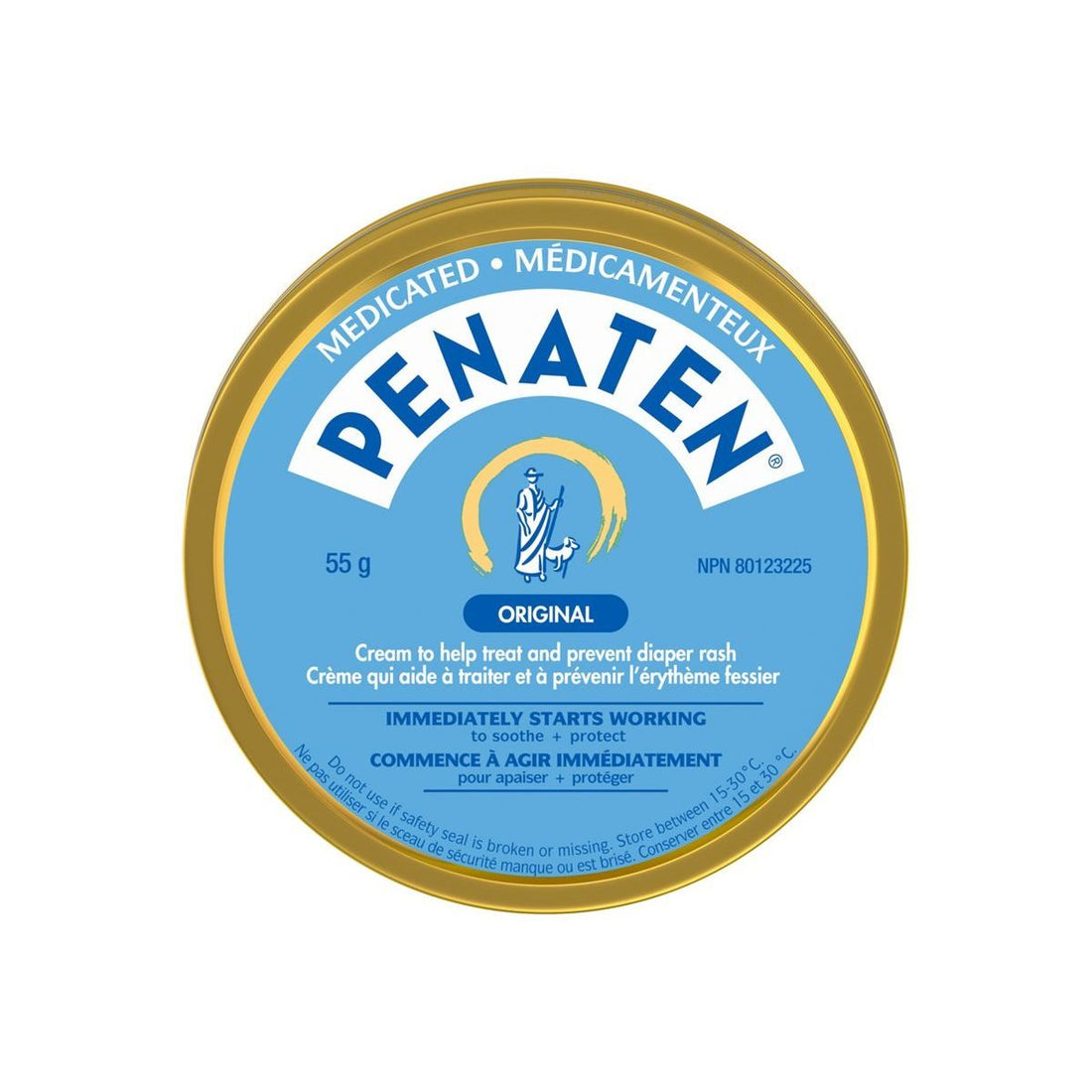 Penaten container with blue label and gold rim on a white background - okotoks hc pharmacy