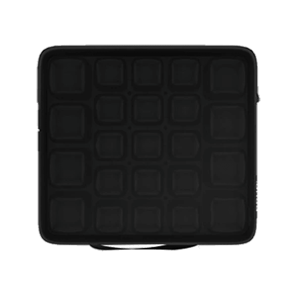 Black square seat cushion with grid pattern on a white background - okotoks hc pharmacy