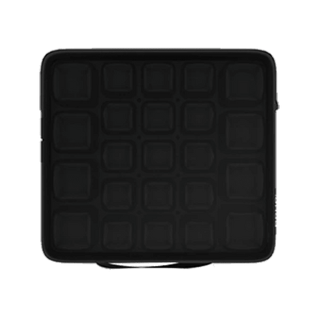 Black square seat cushion with grid pattern on a white background - okotoks hc pharmacy