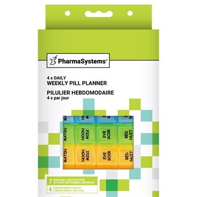 PharmaSystems 4x Daily Weekly Pill Planner Box - okotoks hc pharmacy