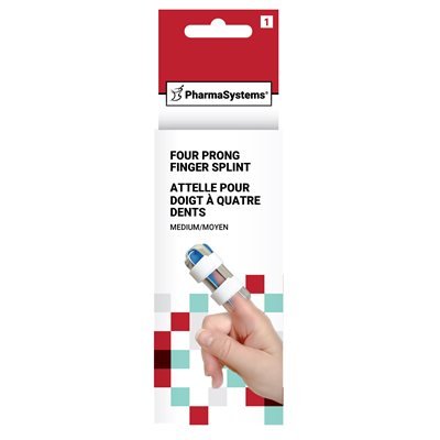 PharmaSystems four prong finger splint packaging on a white background - okotoks hc pharmacy