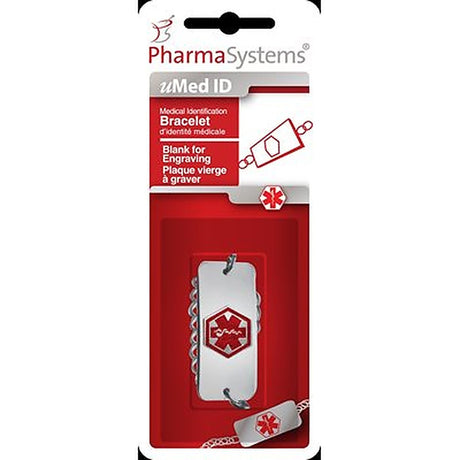 Med ID bracelet packaging with PharmaSystems branding on a white background - okotoks hc pharmacy