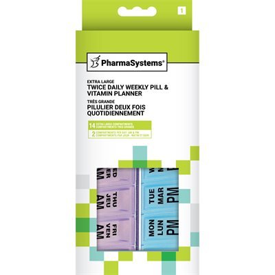 PharmaSystems pill planner packaging with colorful tabs on a white background - okotoks hc pharmacy