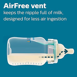 Bottle with AirFree vent feature on a blue background - okotoks hc pharmacy