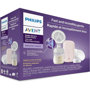 Philips Avent single electric breast pump packaging on a purple background - okotoks hc pharmacy
