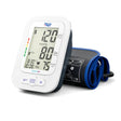 Digital blood pressure monitor with blue cuff on a white background - okotoks hc pharmacy