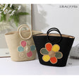 Two woven handbags with floral designs on a light background - okotoks hc pharmacy