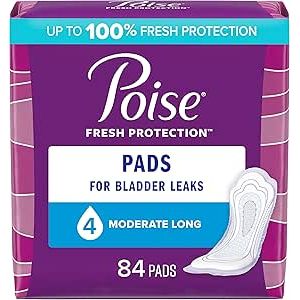 Poise Incontinence & Postpartum Pads - 4 Moderate Absorbency long 84 pack - okotoks hc pharmacy