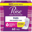 Poise Incontinence & Postpartum Pads - 5 Maximum Absorbency long 60 pack - okotoks hc pharmacy