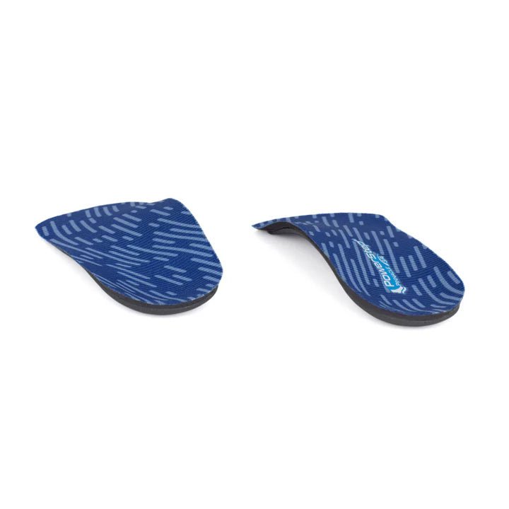 Pair of blue shoe inserts with a pattern on a white background - okotoks hc pharmacy