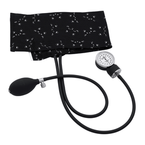 Blood pressure monitor with black cuff featuring white patterns on a white background - okotoks hc pharmacy
