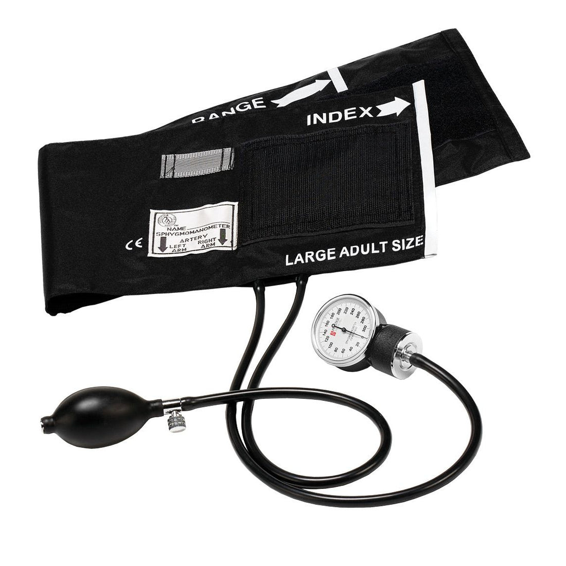 Blood pressure monitor with cuff labeled 'Large Adult Size' on a white background - okotoks hc pharmacy