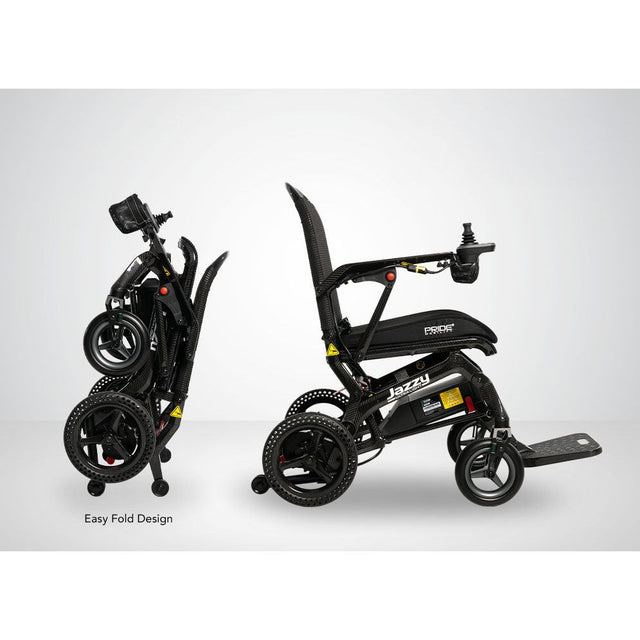 Collage of a Jazzy ultra-light mobility scooter with various features highlighted on a white background. - okotoks hc pharmacy