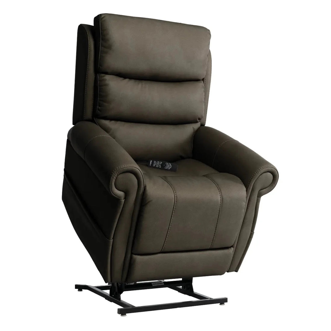 Brown recliner chair with a remote control on a white background - okotoks hc pharmacy