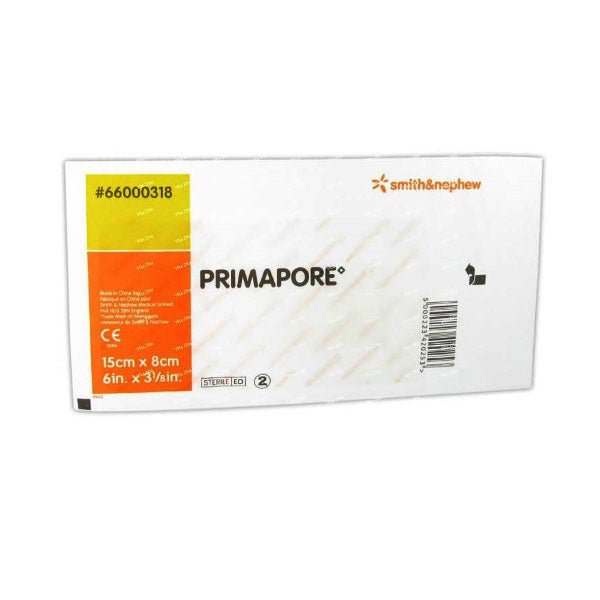 Box of Primapore bandages by Smith & Nephew on a white background - okotoks hc pharmacy