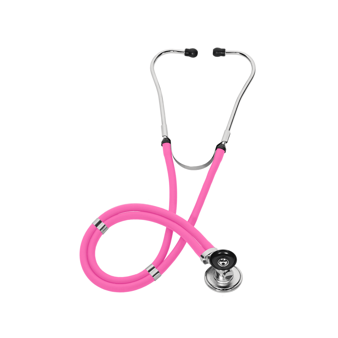 Pink stethoscope on a white background - okotoks hc pharmacy