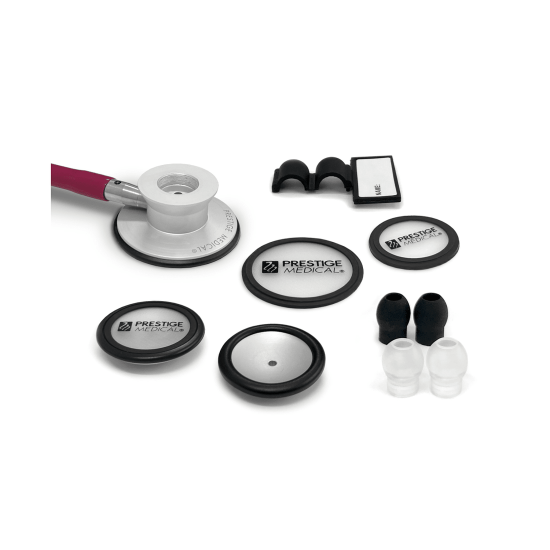 Stethoscope and accessories with 'Prestige Medical' branding on a white background - okotoks hc pharmacy