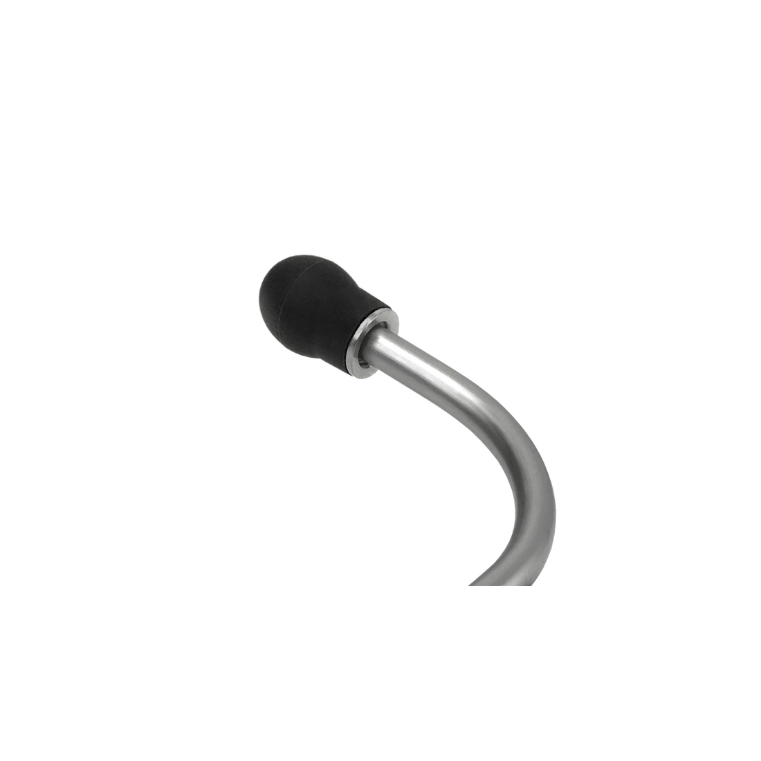 Metallic hook with black rubber end on a white background - okotoks hc pharmacy