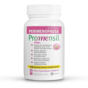 Perimenopause supplement bottle labeled 'Promensil' on a white background - okotoks hc pharmacy