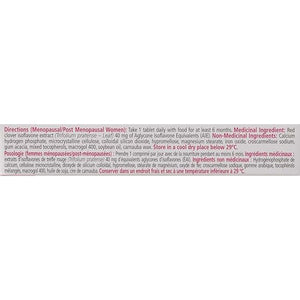 Medication label for menopausal/postmenopausal women with directions and ingredients listed. - okotoks hc pharmacy