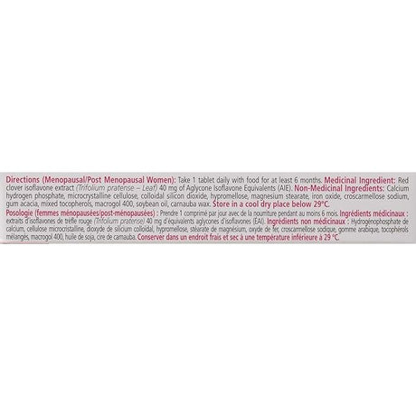Medication label for menopausal/postmenopausal women with directions and ingredients listed. - okotoks hc pharmacy