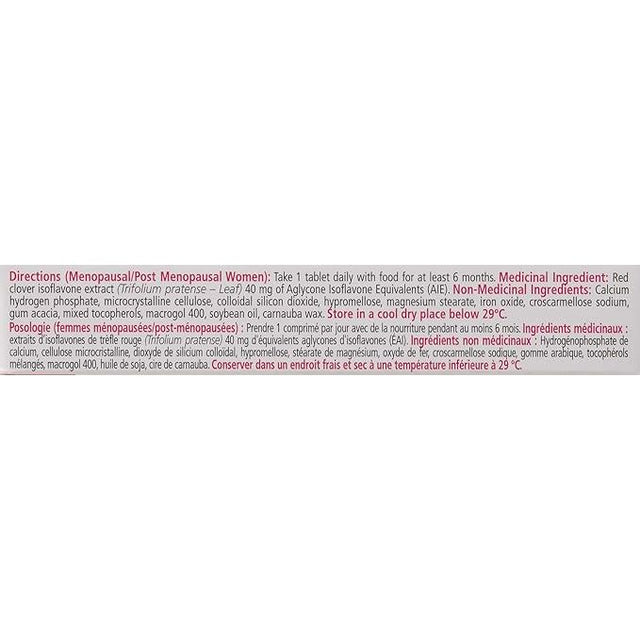 Medication label for menopausal/postmenopausal women with directions and ingredients listed. - okotoks hc pharmacy