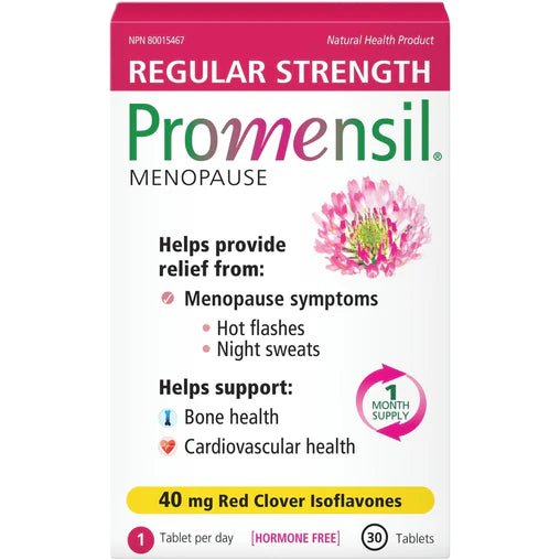 Promensil Menopause relief supplement box on a white background - okotoks hc pharmacy