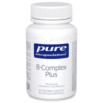 Bottle of pure encapsulations B-Complex Plus on a white background - okotoks hc pharmacy