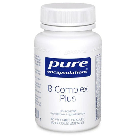 Bottle of pure encapsulations B-Complex Plus on a white background - okotoks hc pharmacy