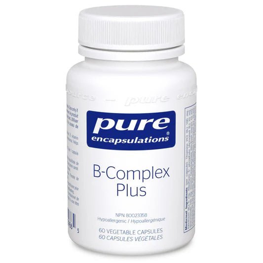 Bottle of pure encapsulations B-Complex Plus on a white background - okotoks hc pharmacy