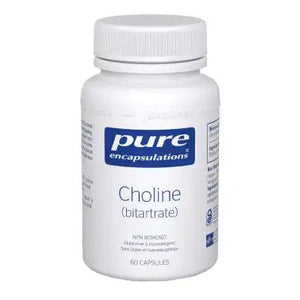 Bottle of pure encapsulations Choline bitartrate capsules on a white background - okotoks hc pharmacy