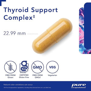 Thyroid Support Complex capsule with product details on a white background - okotoks hc pharmacy