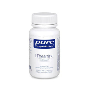 Bottle of pure encapsulations L-Theanine on a white background - okotoks hc pharmacy