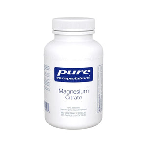 White bottle of pure encapsulations Magnesium Citrate on a white background - Okotoks hc pharmacy