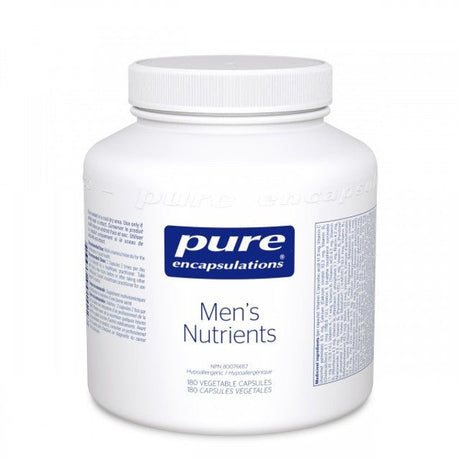 White supplement bottle labeled 'Men's Nutrients' by Pure Encapsulations on a white background - Okotoks HC Pharmacy