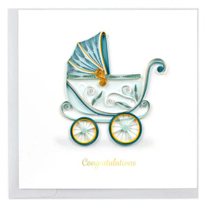 Quilled baby carriage design on a white background with 'Congratulations' text. - okotoks hc pharmacy