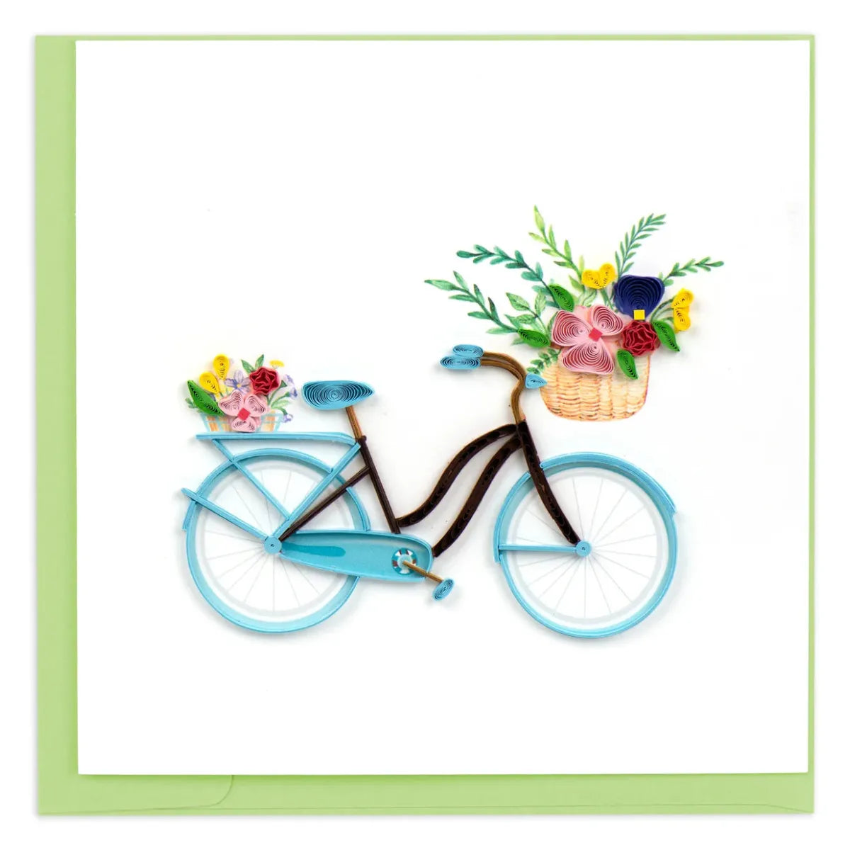 Blue bicycle with flower baskets on a white background - okotoks hc pharmacy