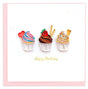 Three colorful cupcakes with decorative elements on a white background, accompanied by 'Happy Birthday' text. - okotoks hc pharmacy