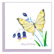 Greeting card with a yellow butterfly and blue flowers on a white background - okotoks hc pharmacy