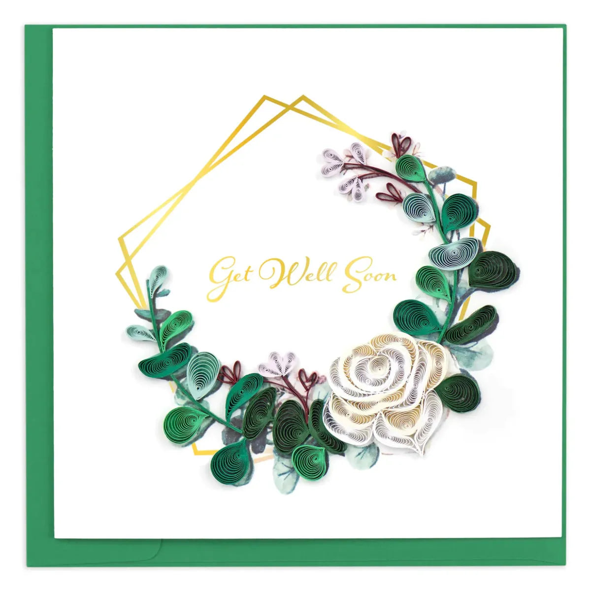 Greeting card with floral design and 'Get Well Soon' text on a white background - okotoks hc pharmacy