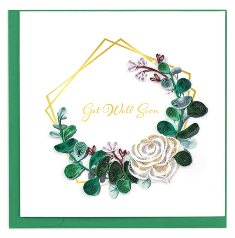 Greeting card with floral design and 'Get Well Soon' text on a white background - okotoks hc pharmacy