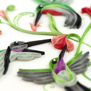 Colorful hummingbirds with decorative flowers on a white background - okotoks hc pharmacy