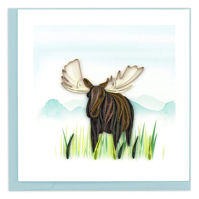 Card with a moose illustration on a light blue background - okotoks hc pharmacy