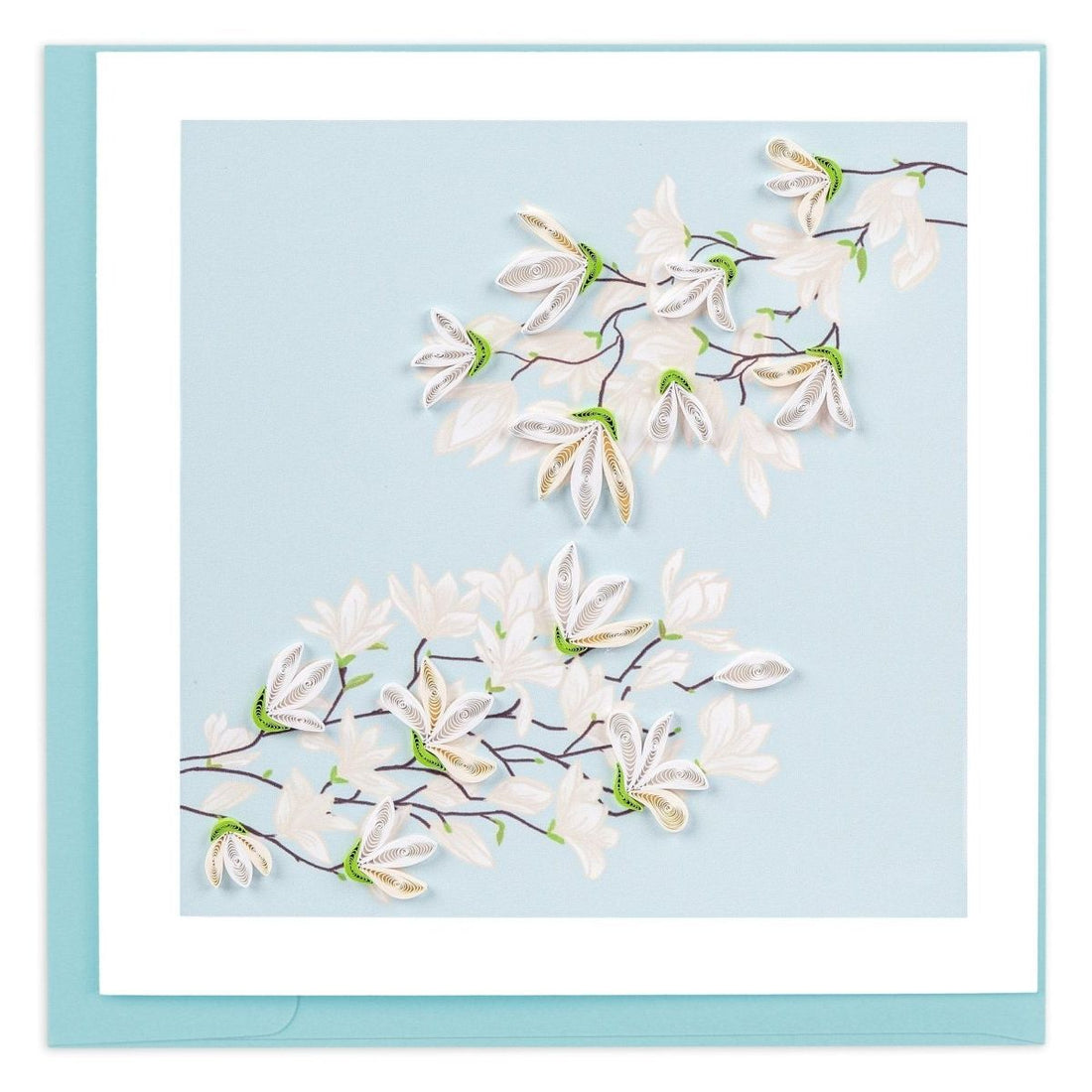 Card with white floral design on a light blue background - okotoks hc pharmacy
