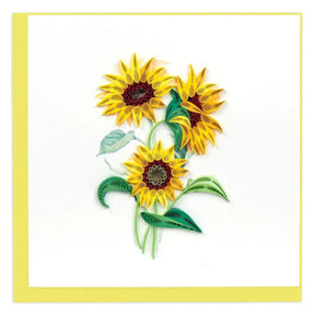 Quilled sunflower design on a white background with a yellow border - okotoks hc pharmacy